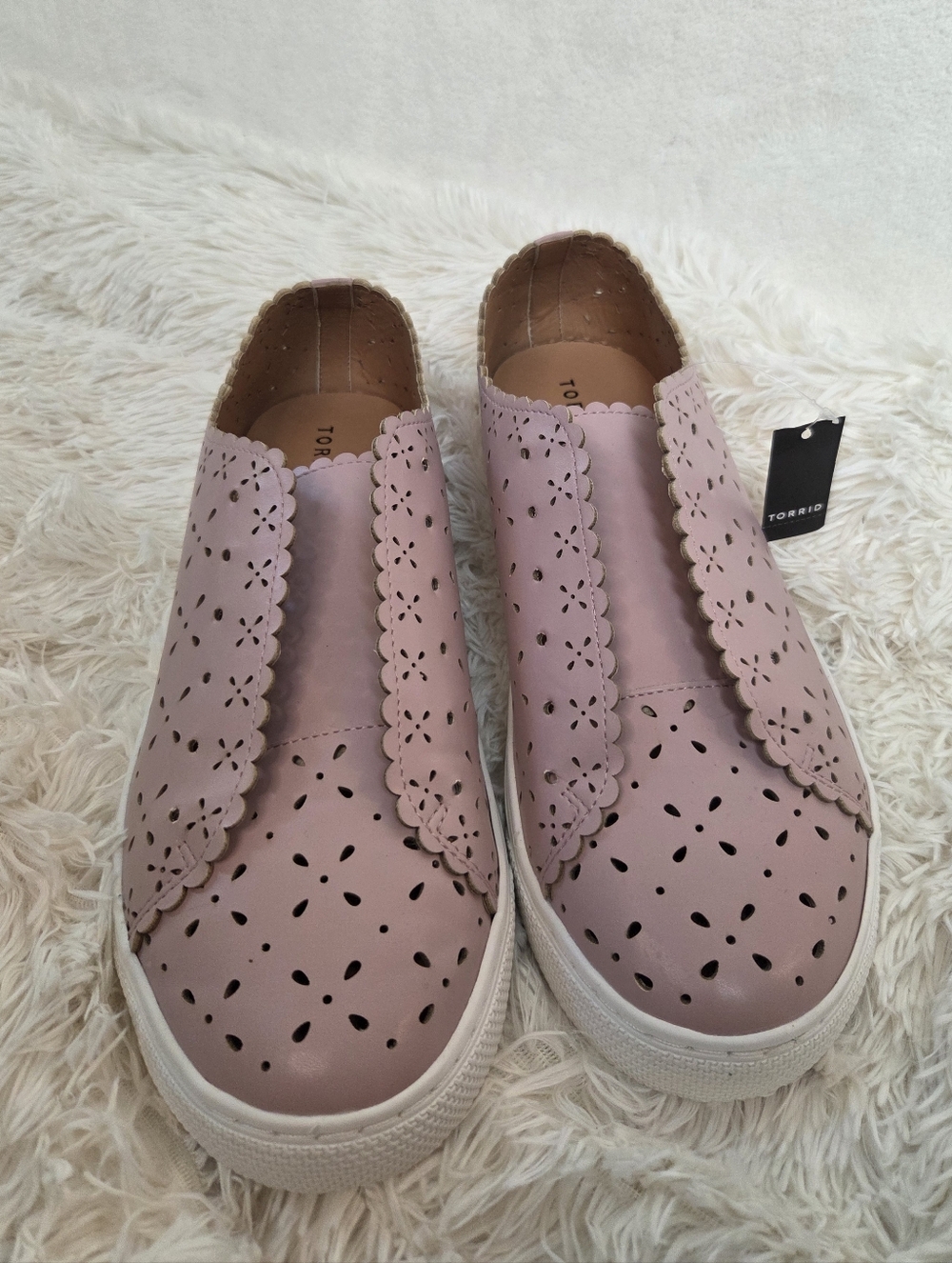 torrid Pink Laser-Cut Scalloped Slip-On Sneakers